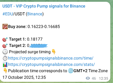 Real-time proof of EDU pump signal on Binance, 17 October 2025, 13:50 Real-time proof of EDU pump signal on Binance, 17 October 2025, 13:50
