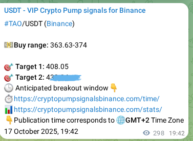 Authenticated proof of TAO's pump signal on Binance at 18 October 2025, 03:55 Authenticated proof of TAO's pump signal on Binance at 18 October 2025, 03:55