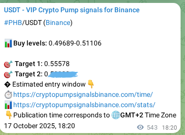 Real-time proof of PHB pump signal on Binance, 18 October 2025, 09:25 Real-time proof of PHB pump signal on Binance, 18 October 2025, 09:25
