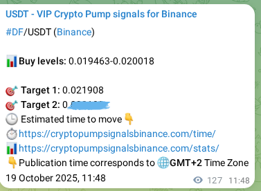 DF pump signal confirmation from Binance, timestamp: 19 October 2025, 15:14