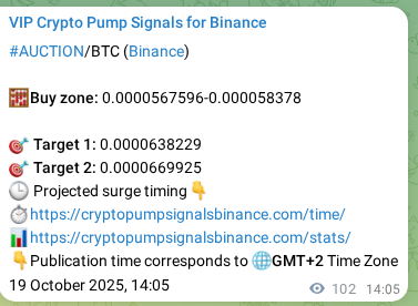 Binance trading signal proof for AUCTION pump, 19 October 2025, 16:54 Binance trading signal proof for AUCTION pump, 19 October 2025, 16:54