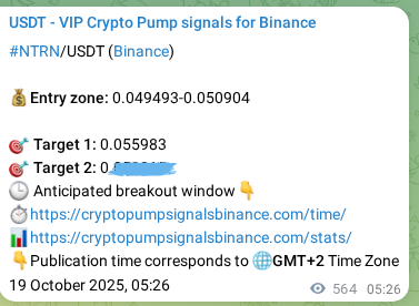 Crypto market signal confirmation: NTRN pump on Binance, 19 October 2025, 21:05