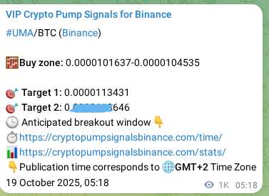 Crypto pump signal proof: Verify UMA on Binance, 20 October 2025, 10:20 Crypto pump signal proof: UMA on Binance, 20 October 2025, 10:20