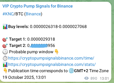 Trading signal proof: KNC pump from Binance, 20 October 2025, 13:44 Trading signal proof: KNC pump from Binance, 20 October 2025, 13:44