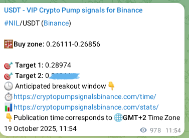 Pump signal proof for NIL on Binance at 20 October 2025, 14:59