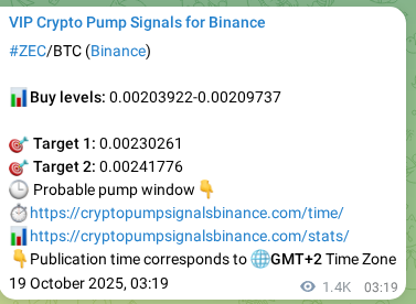 Binance exchange signal proof for ZEC, 20 October 2025, 18:20 Binance exchange signal proof for ZEC, 20 October 2025, 18:20