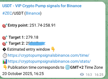 Mathematical proof: ZEC pump signal confirmation on Binance, 20 October 2025, 20:56