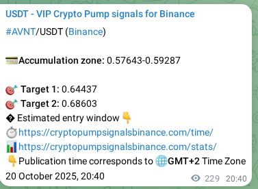 Signal verification: AVNT pump on Binance at 21 October 2025, 03:01