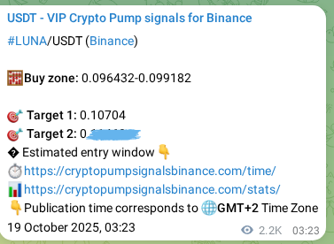 LUNA pump signal confirmation from Binance, timestamp: 21 October 2025, 15:40