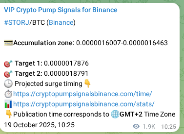Check out the Binance pump signal proof for STORJ on 21 October 2025, 16:08 Binance pump signal proof for STORJ on 21 October 2025, 16:08