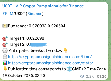 Trading signal confirmation: FLM pump on Binance at 21 October 2025, 16:09