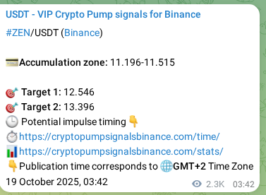 ZEN signal verification on Binance, 21 October 2025, 18:44