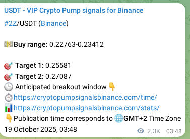 Crypto signal verification: 2Z on Binance, 21 October 2025, 21:00
