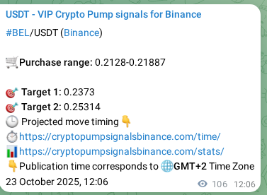 Explore the BEL pump signal verification from Binance, timestamp: 23 October 2025, 15:03 BEL pump signal verification from Binance, timestamp: 23 October 2025, 15:03
