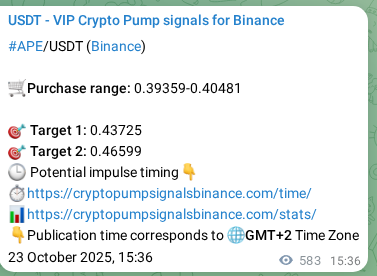 Crypto trading signal proof: APE pump on Binance, 24 October 2025, 07:47 Crypto trading signal proof: APE pump on Binance, 24 October 2025, 07:47