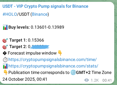 Access the Binance pump signal verification for HOLO at 25 October 2025, 10:21 Binance pump signal verification for HOLO at 25 October 2025, 10:21