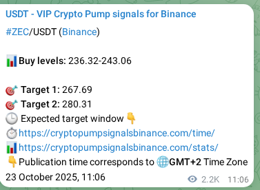View the proof of ZEC pump signal on Binance at 26 October 2025, 00:19 Proof of ZEC pump signal on Binance at 26 October 2025, 00:19