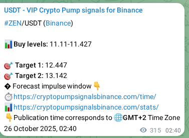 Crypto trading signal proof: ZEN pump on Binance, 26 October 2025, 11:23 Crypto trading signal proof: ZEN pump on Binance, 26 October 2025, 11:23