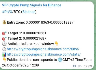 Real-time proof of PIVX pump signal on Binance, 26 October 2025, 14:49 Real-time proof of PIVX pump signal on Binance, 26 October 2025, 14:49