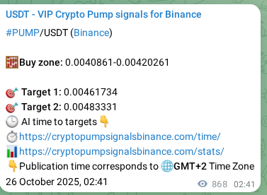 Binance trading signal proof for PUMP pump, 27 October 2025, 02:47 Binance trading signal proof for PUMP pump, 27 October 2025, 02:47