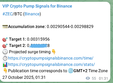 Check out the Binance pump signal proof for ZEC on 27 October 2025, 03:02 Binance pump signal proof for ZEC on 27 October 2025, 03:02