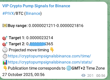 Signal verification: Confirm PIVX pump on Binance at 27 October 2025, 06:30 Signal verification: PIVX pump on Binance at 27 October 2025, 06:30