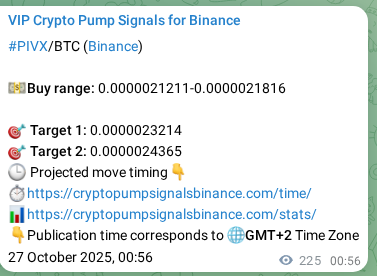 Trading signal proof: PIVX pump from Binance, 27 October 2025, 07:10 Trading signal proof: PIVX pump from Binance, 27 October 2025, 07:10