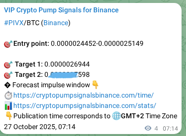 Crypto market signal proof: PIVX pump on Binance, 27 October 2025, 07:21 Crypto market signal proof: PIVX pump on Binance, 27 October 2025, 07:21