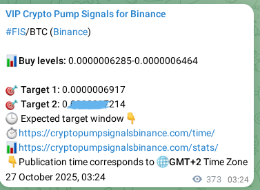 See the verification image for FIS pump signal on Binance at 27 October 2025, 13:45 Verification image for FIS pump signal on Binance at 27 October 2025, 13:45