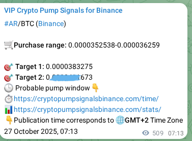 Verify the crypto signal proof for AR on Binance, 27 October 2025, 21:21 Crypto signal proof: AR pump on Binance, 27 October 2025, 21:21