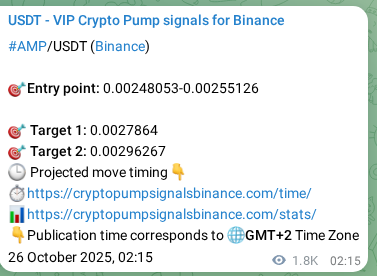 Binance pump signal proof for AMP on 28 October 2025, 04:38