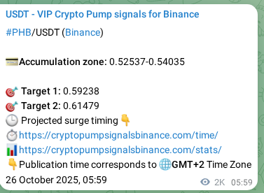 Binance exchange signal proof for PHB, 28 October 2025, 12:14