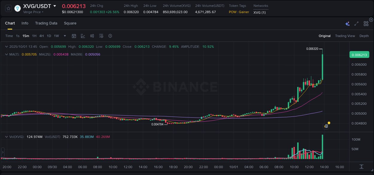 Access Binance pump statistics for XVG at 01 October 2025, 13:53 Binance pump statistics for XVG at 01 October 2025, 13:53