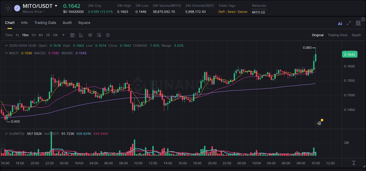 Gain insights into MITO's pump activity on Binance, 04 October 2025, 10:03 Detailed analysis of MITO's price surge on Binance, 04 October 2025, 10:03