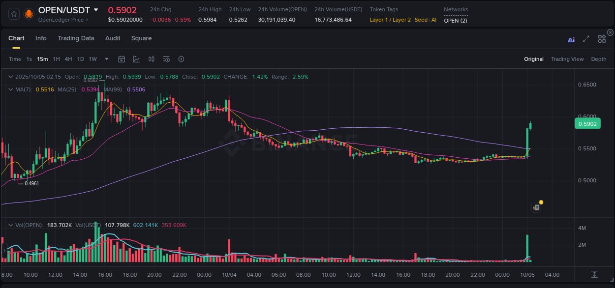 Detailed insights into OPEN's pump on Binance at 05 October 2025, 02:16 Detailed report of OPEN's pump on Binance at 05 October 2025, 02:16