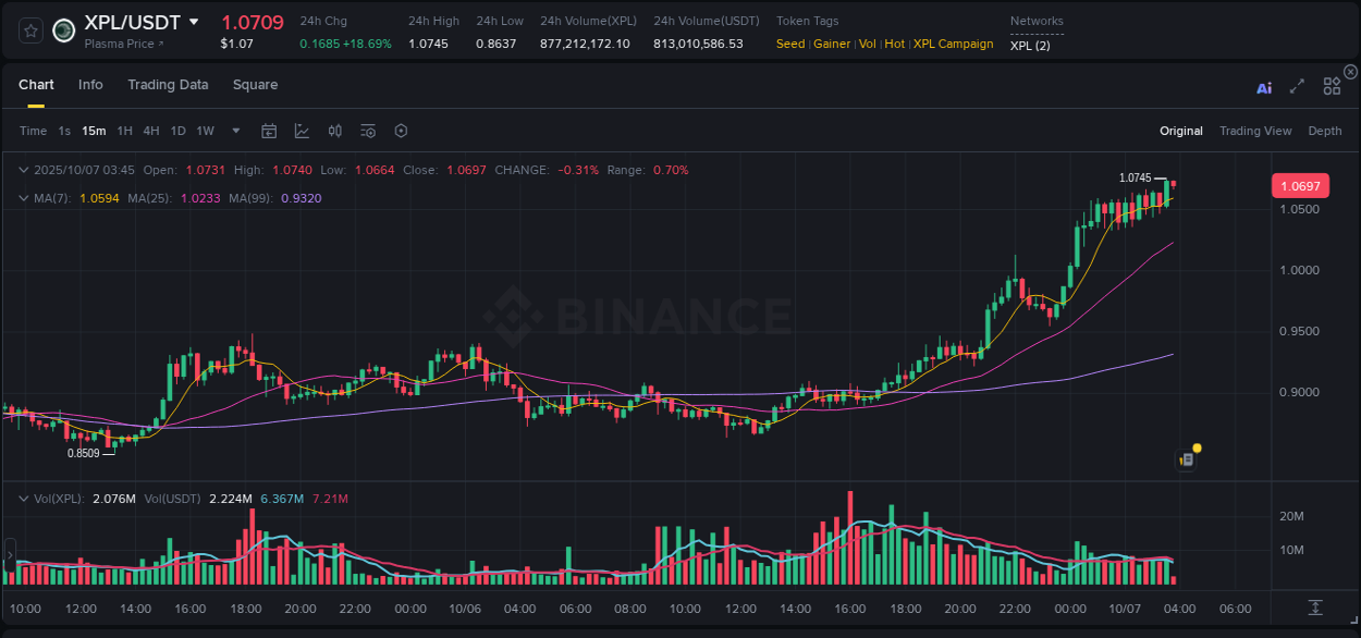 Detailed insights into XPL's pump on Binance at 07 October 2025, 03:46 Detailed report of XPL's pump on Binance at 07 October 2025, 03:46