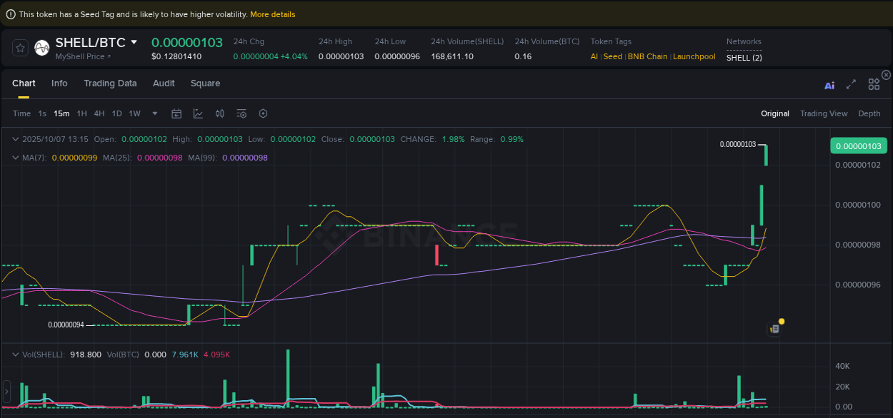 Crypto market update: SHELL pump on Binance, 07 October 2025, 13:20 Crypto market update: SHELL pump on Binance, 07 October 2025, 13:20