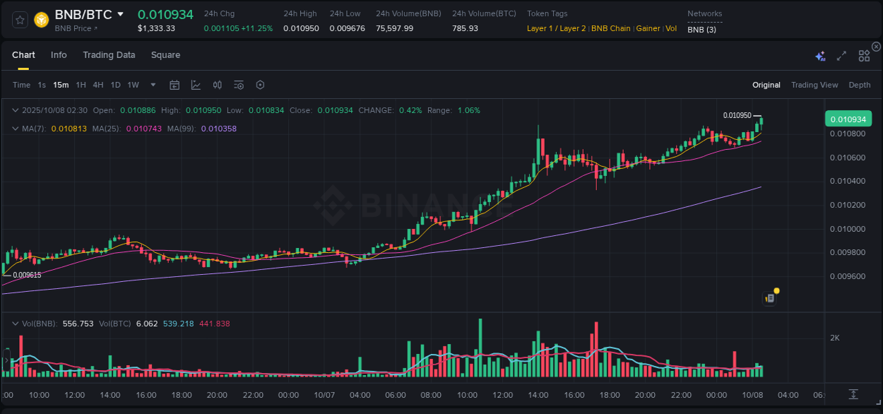 View the report of BNB pump on Binance at 08 October 2025, 02:43 Report of BNB pump on Binance at 08 October 2025, 02:43