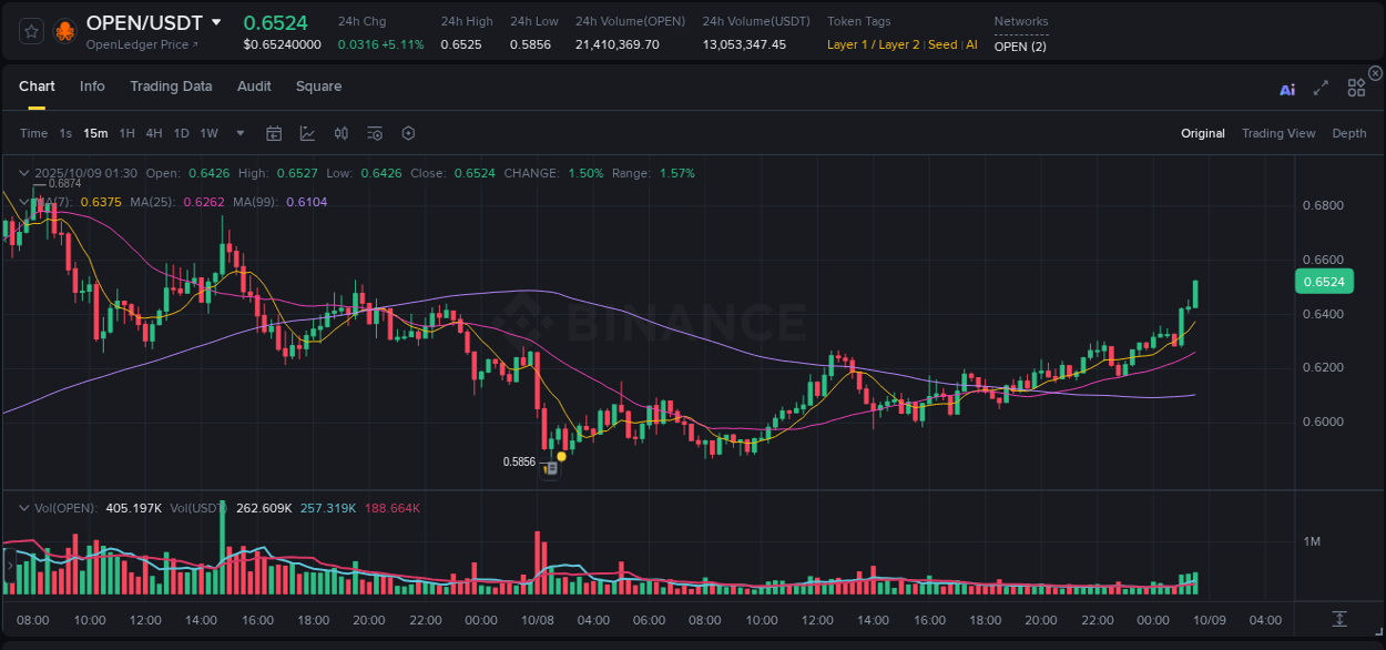 View the report of OPEN pump on Binance at 09 October 2025, 01:44 Report of OPEN pump on Binance at 09 October 2025, 01:44