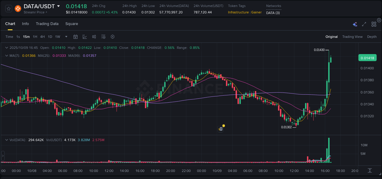 Access Binance pump statistics for DATA at 09 October 2025, 16:45 Binance pump statistics for DATA at 09 October 2025, 16:45