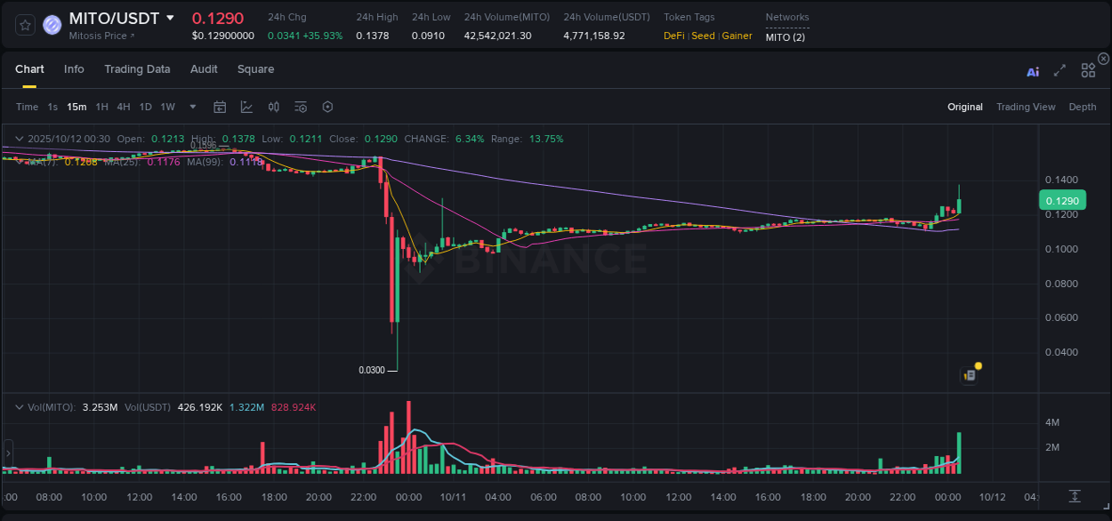 View the report of MITO pump on Binance at 12 October 2025, 00:43 Report of MITO pump on Binance at 12 October 2025, 00:43