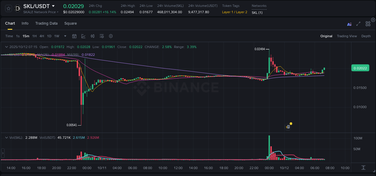 See the detailed report of SKL's pump on Binance at 12 October 2025, 07:16 Analysis of SKL pump activity on Binance at 12 October 2025, 07:16