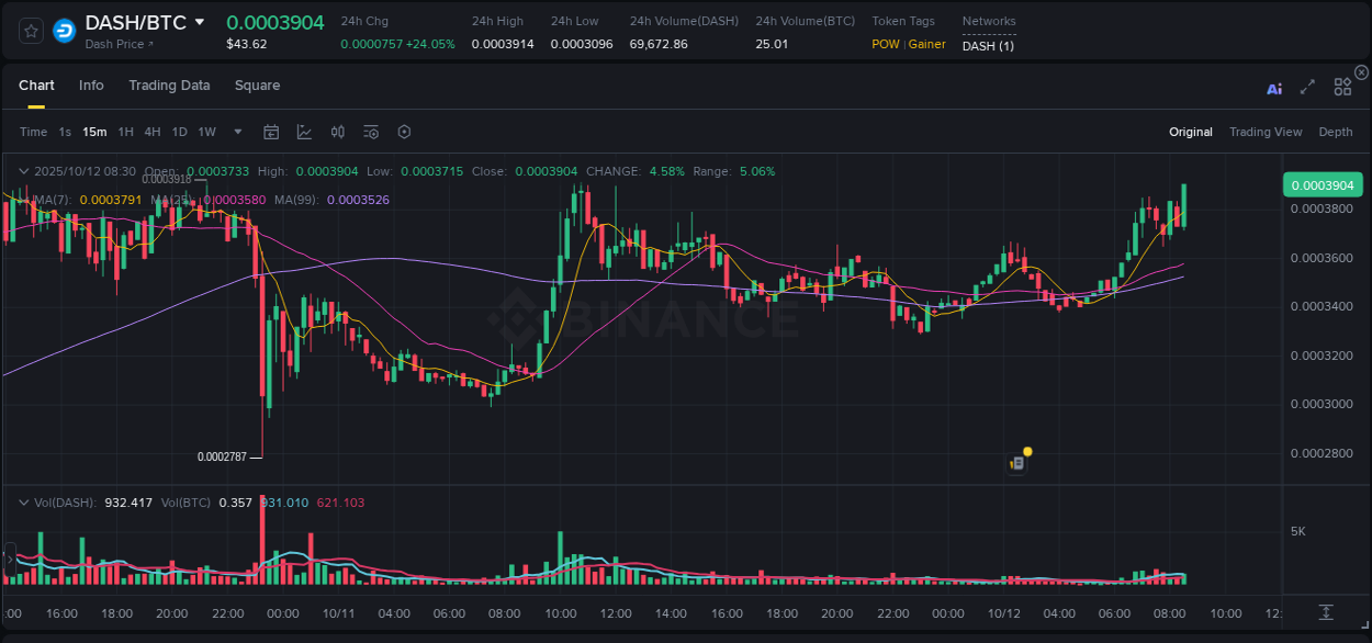 Trading insight: DASH pump report from Binance, 12 October 2025, 08:39