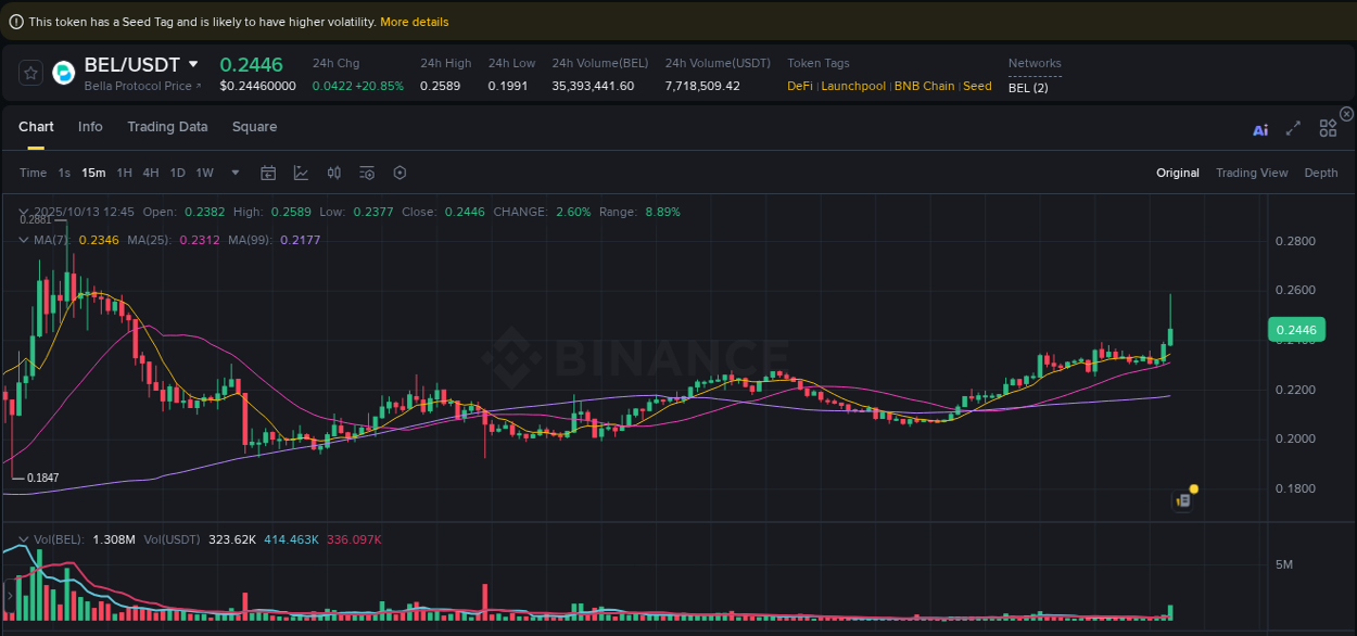 View the report of BEL pump on Binance at 13 October 2025, 12:55 Report of BEL pump on Binance at 13 October 2025, 12:55