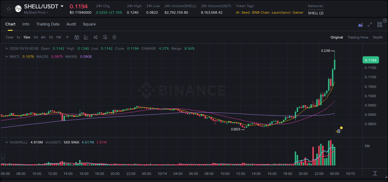 View the report of SHELL pump on Binance at 15 October 2025, 00:02 Report of SHELL pump on Binance at 15 October 2025, 00:02