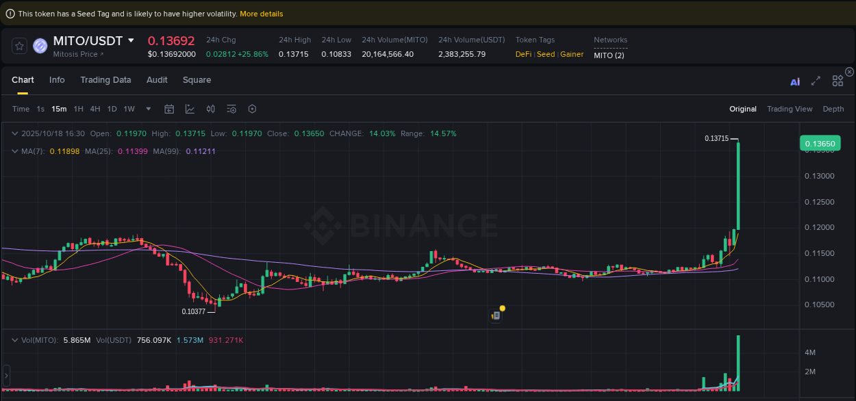 Access Binance pump statistics for MITO at 18 October 2025, 16:41 Binance pump statistics for MITO at 18 October 2025, 16:41