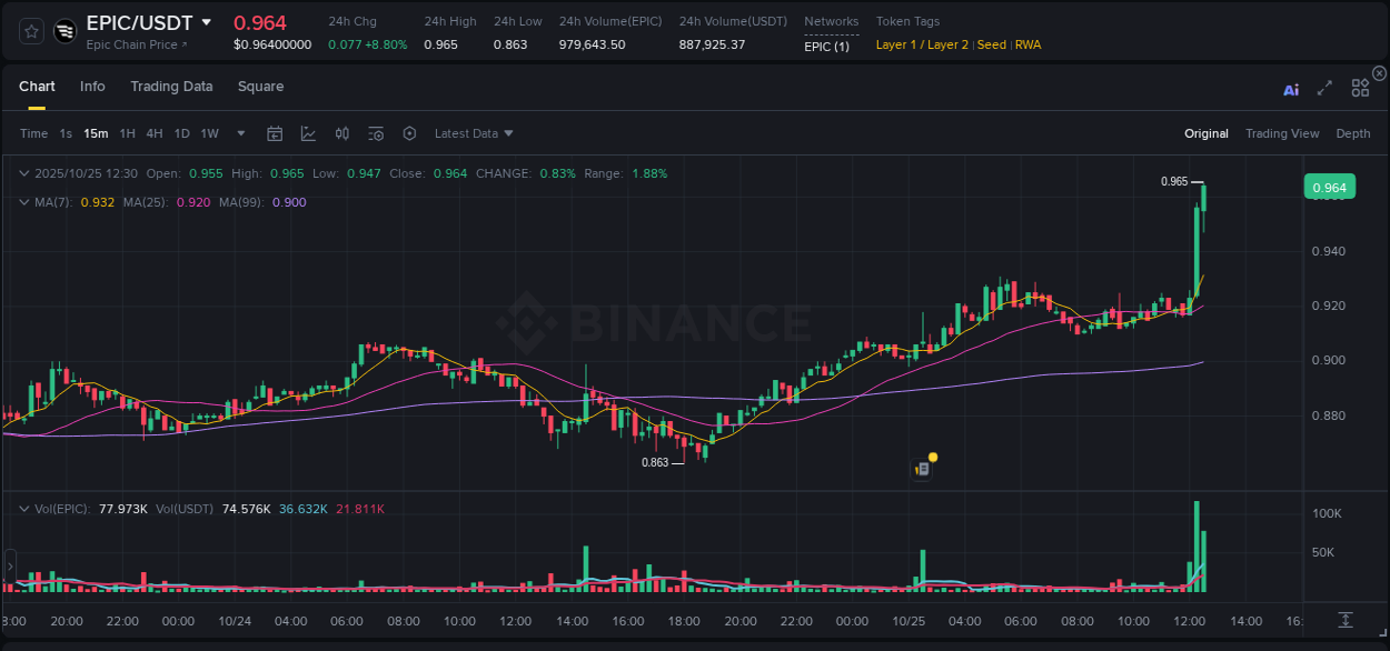 Explore market dynamics for EPIC on Binance at 25 October 2025, 12:38 Market dynamics report: EPIC on Binance at 25 October 2025, 12:38