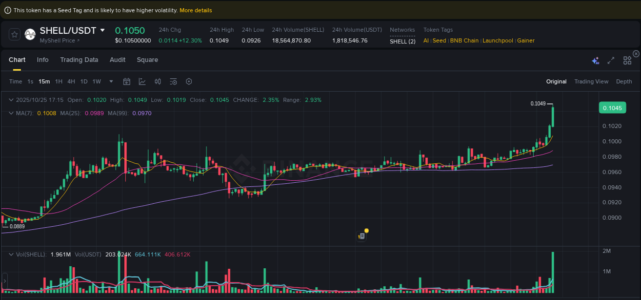 Access trading analytics for SHELL pump report from Binance, 25 October 2025, 17:25 Trading analytics: SHELL pump report from Binance, 25 October 2025, 17:25