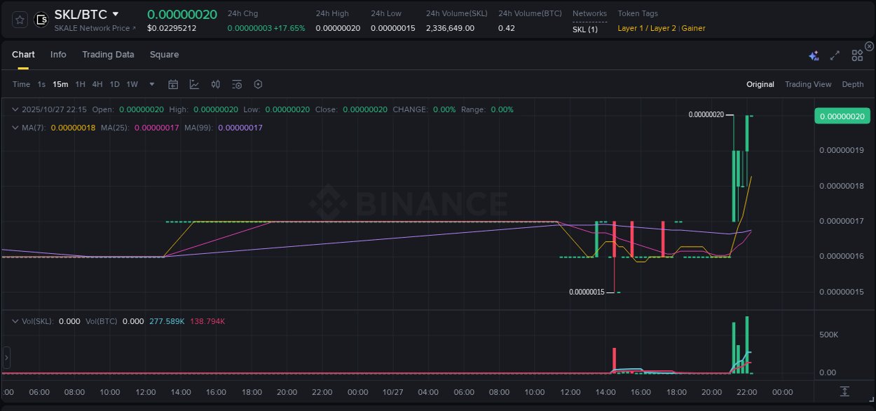 Understand the market analysis of SKL pump on Binance at 27 October 2025, 22:15 Market trend analysis: SKL pump on Binance at 27 October 2025, 22:15