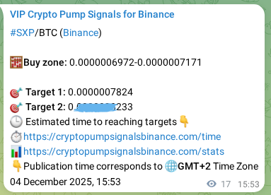 Proof of SXP pump signal on Binance at 04 December 2025, 16:21